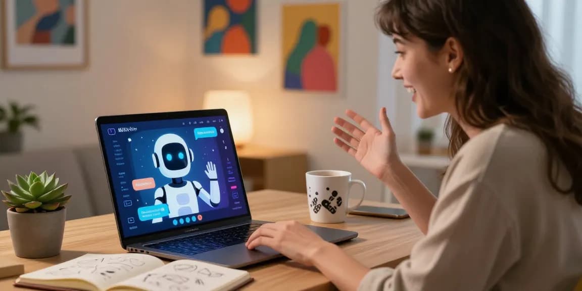 Interactive chat experience with an NSFW chat bot in a cozy digital environment.