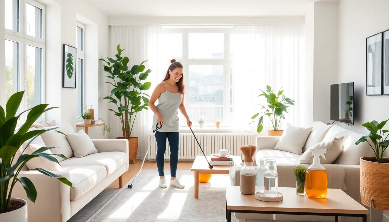 Utför hemstädning i stockholm med fokus på professionell städning i ett modernt hem.