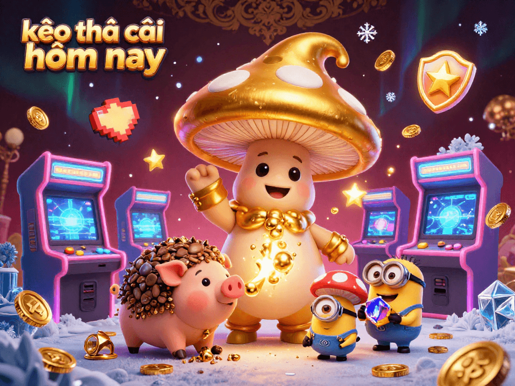 Experience the thrill of kèo nhà cái hôm nay with our vibrant gaming scene showcasing colorful arcade elements and magical characters.
