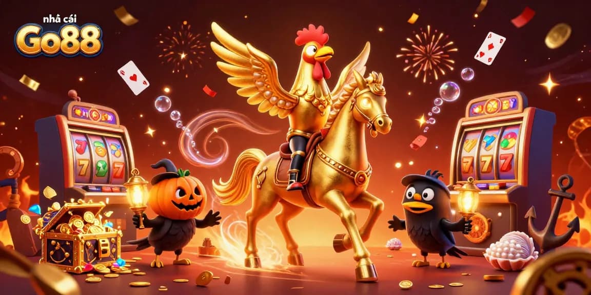 Engage with nhà cái Go88, featuring a vibrant casino scene with rich elements and characters.