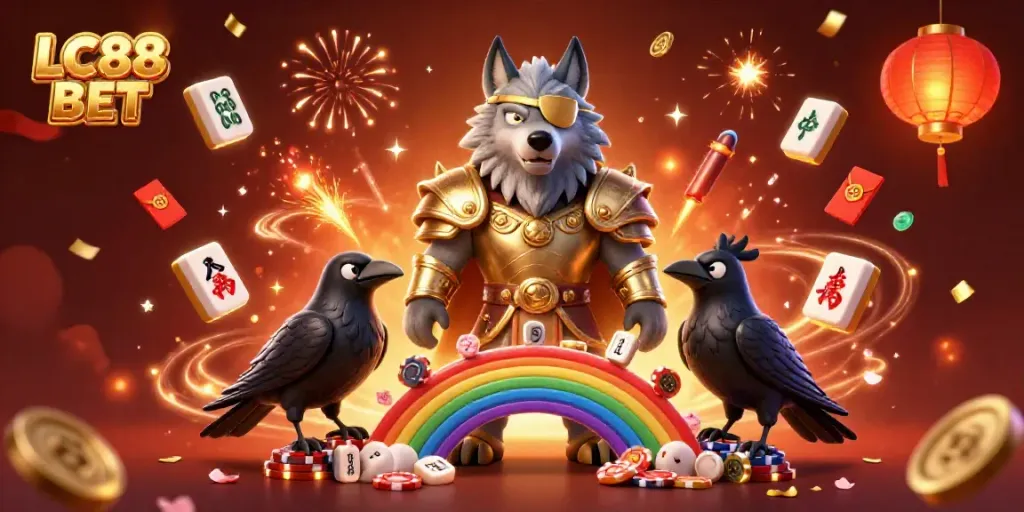 Experience thrilling gameplay moments at LC88 BET with stunning 3D imagery featuring Norse characters and casino elements.