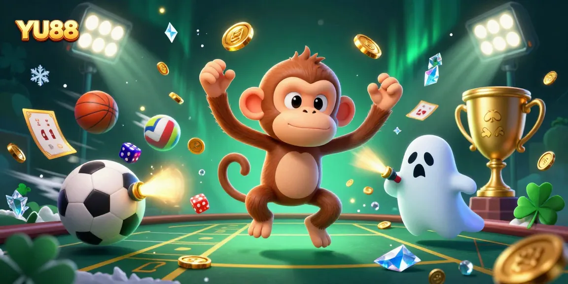 Engage with the thrilling YU88 gaming experience in this vibrant casino illustration.