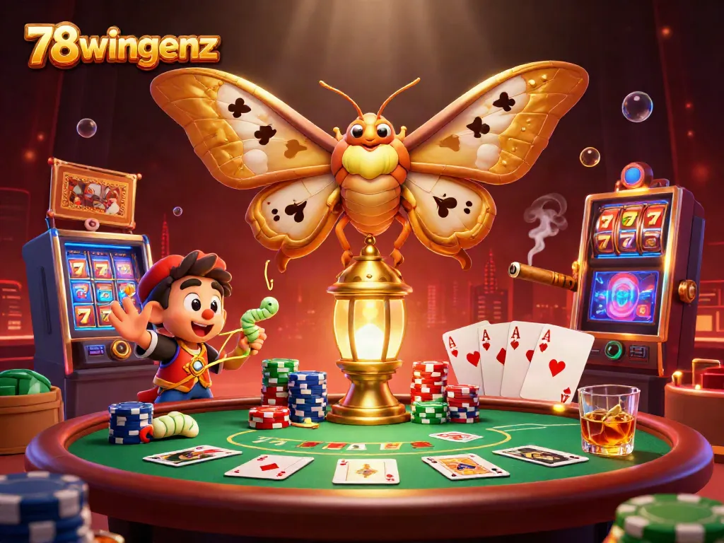 Engage with thrilling gaming action at 78wingenz, illustrated through an enchanting 3D casino scene.