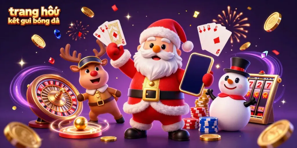 Celebrate with Santa at the trang chủ kết quả bóng đá, featuring dynamic casino elements and joyful characters.