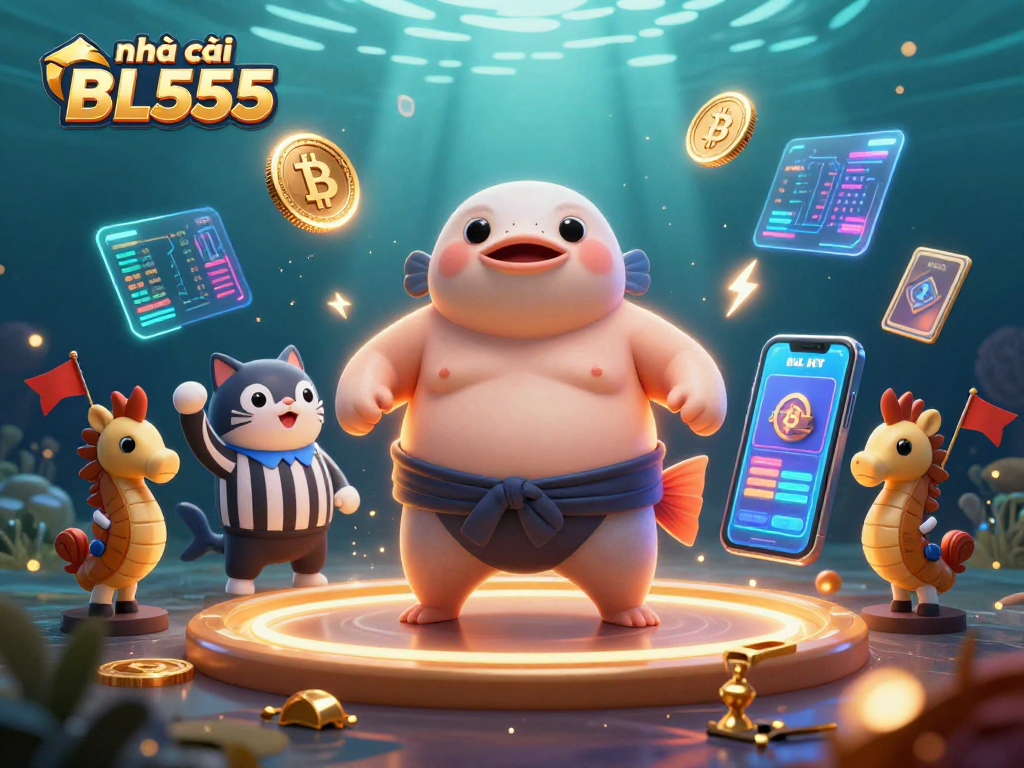 Engage with nhà cái BL555's immersive games illustrated with vibrant underwater elements.