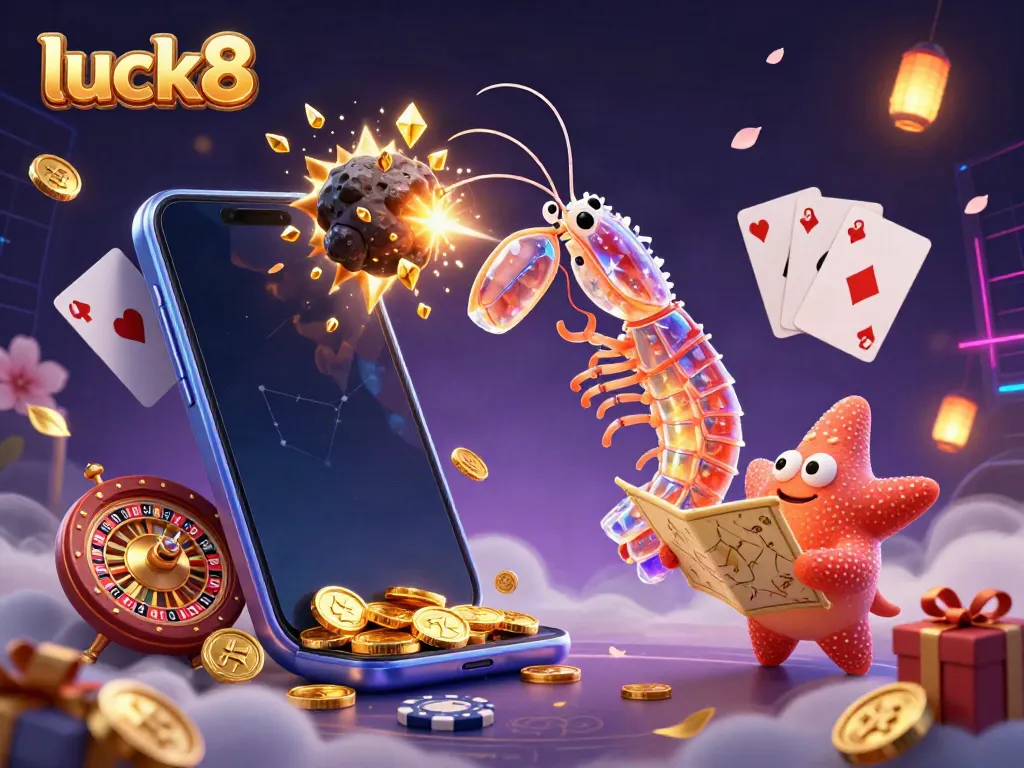 Experience adventure with luck8 as a galactic samurai mantis shrimp discovers treasures while gaming.