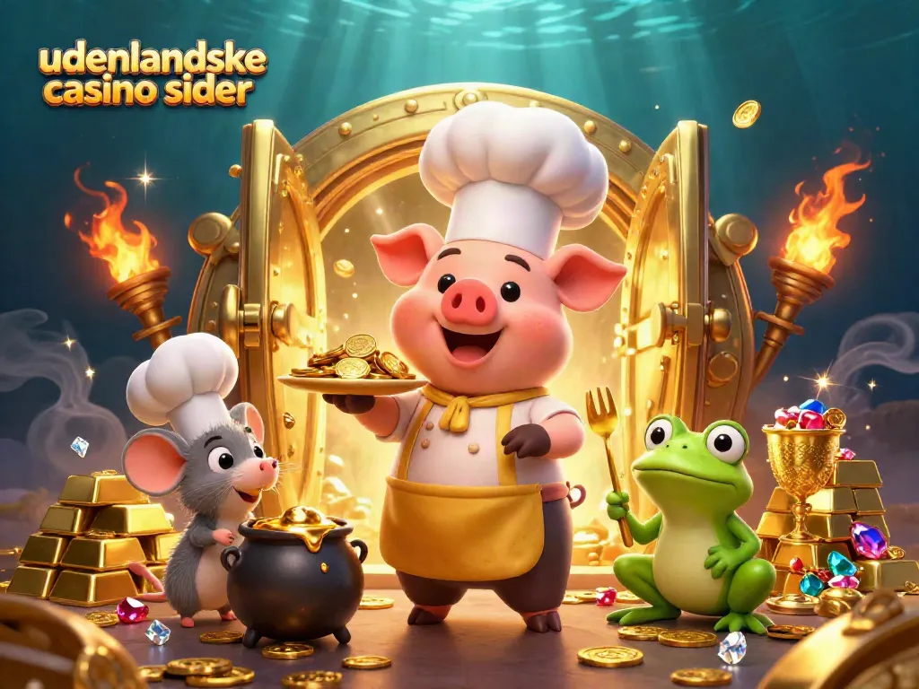 Engage in adventures at udenlandske casino sider with chefs serving gold coins amid treasures.