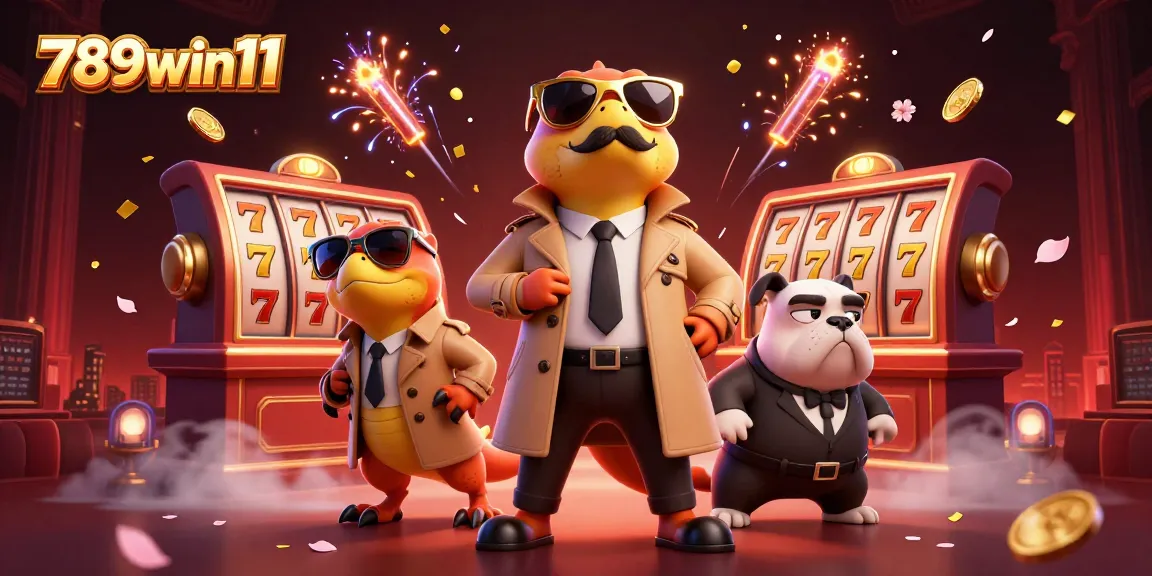 Engage with 789win11 and experience a vibrant casino scene with animated raptors and slot reels.
