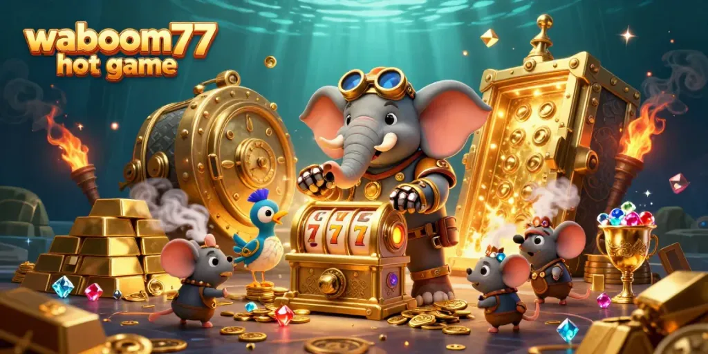 Experience the excitement of waboom77 hot game with this vibrant steampunk casino illustration.