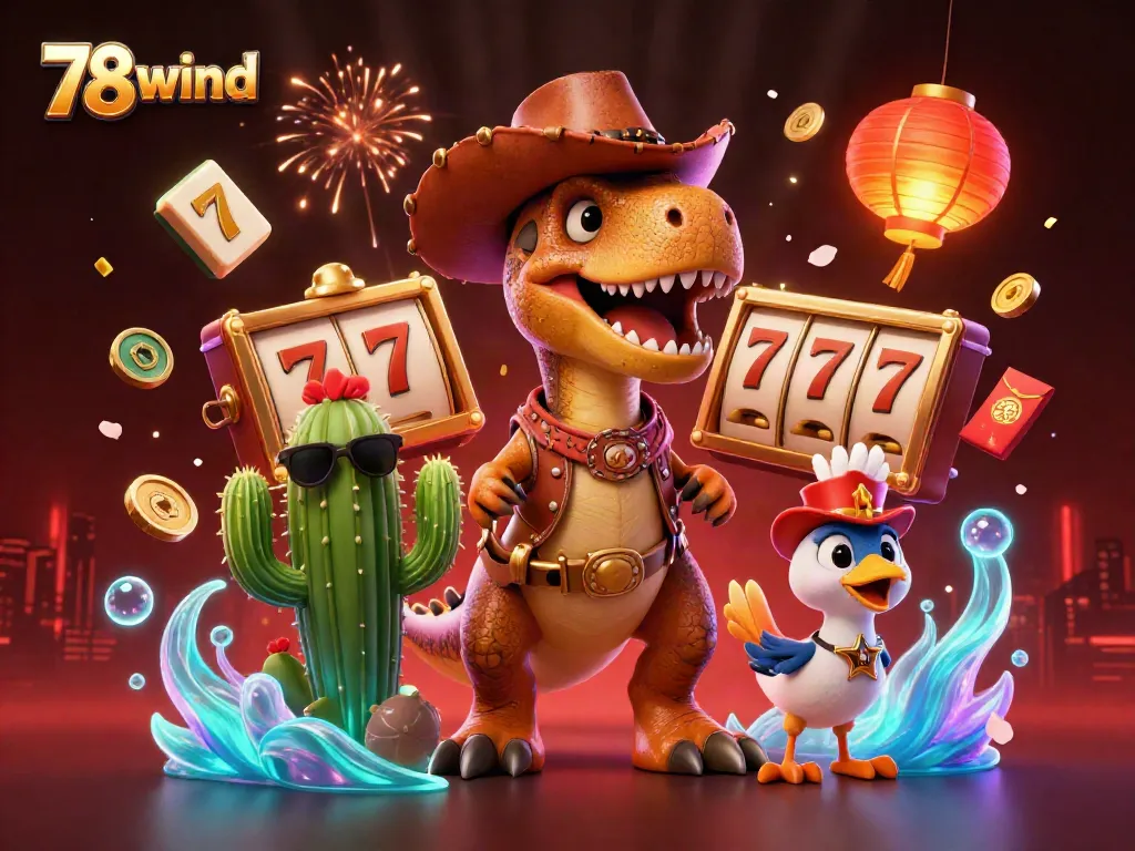 Engage in exciting gameplay with 78wind featuring a vibrant casino scene with animated characters and elements.