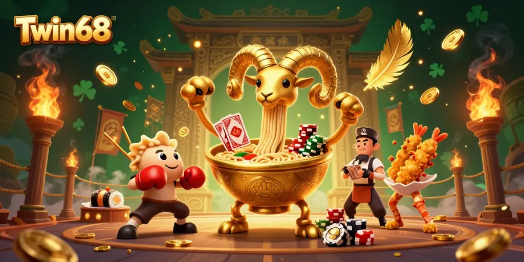 Experience the excitement at Twin68, featuring colorful characters and dynamic casino elements.