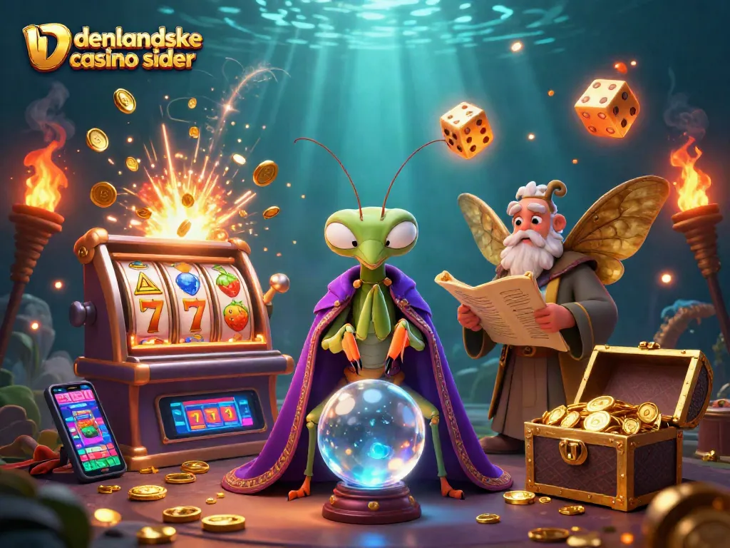 Engage with udenlandske casino sider in a lively 3D illustration showcasing slots and casino elements.