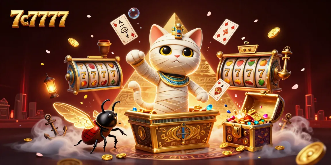 Enjoy thrilling 7c7777 casino action with Egyptian characters and vibrant slot game elements.