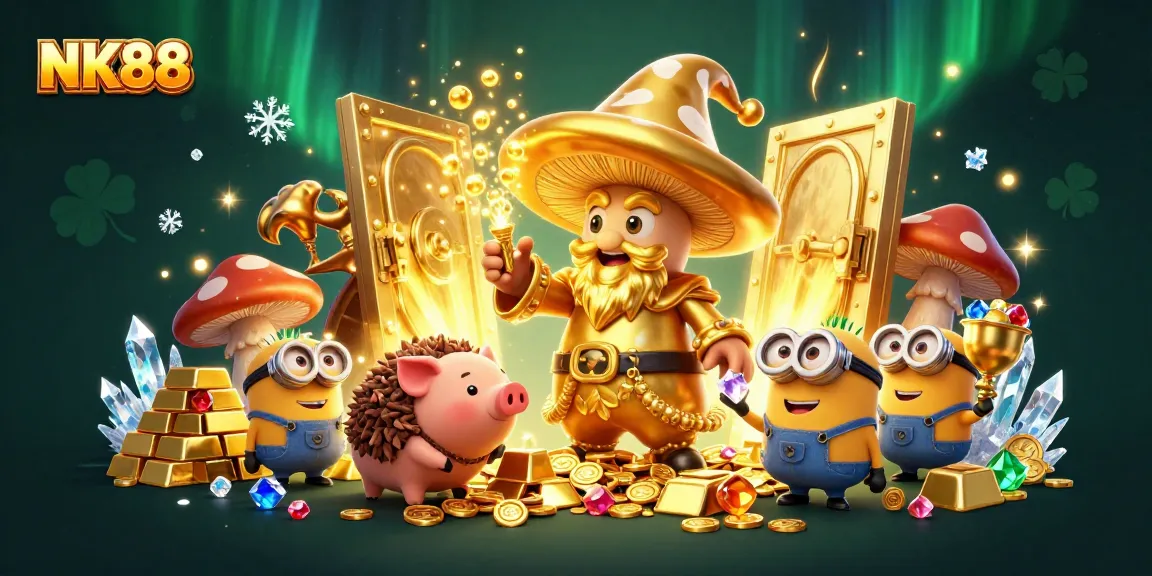 Engage with NK88's thrilling casino gameplay, featuring magical scenes and treasures.