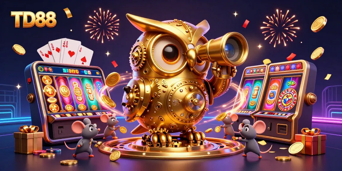 Engage with TD88's exciting gaming adventure through a vibrant casino illustration.