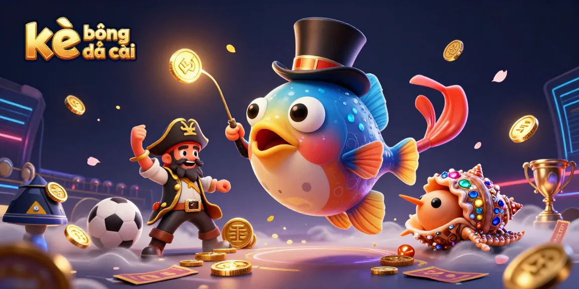 Engage in kèo bóng đá nhà cái with a vibrant underwater scene featuring characters attracting golden coins and sports betting elements.