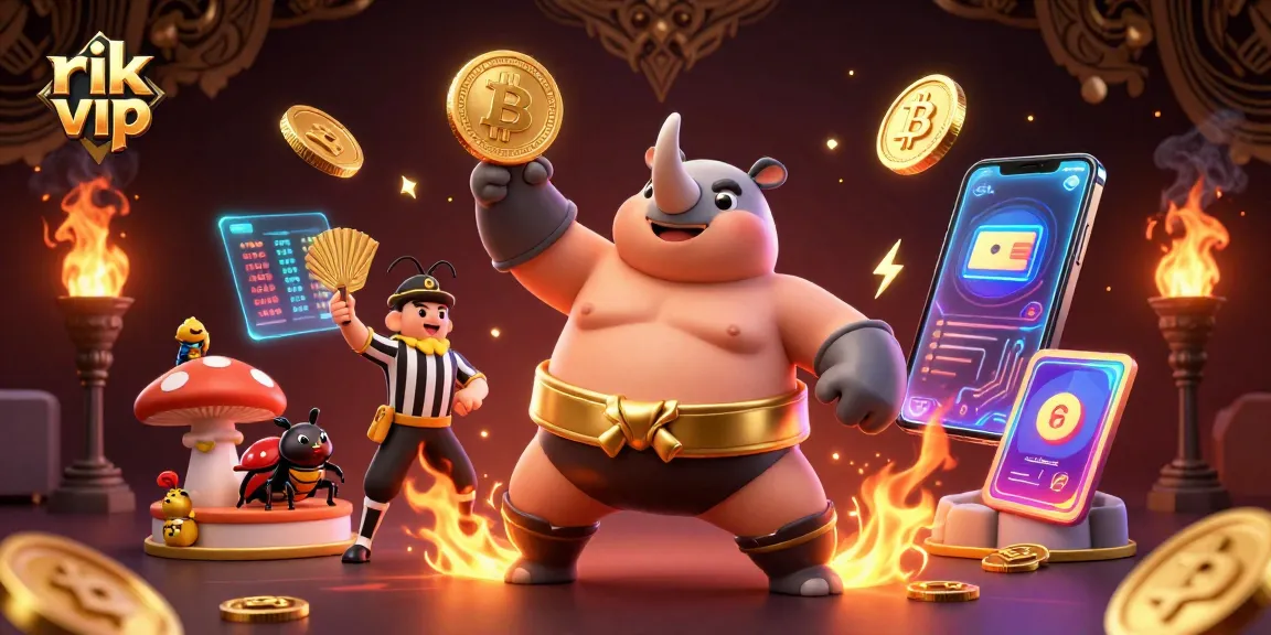 Engage in thrilling gameplay at rik vip with a dynamic 3D scene of a beetle sumo champion.