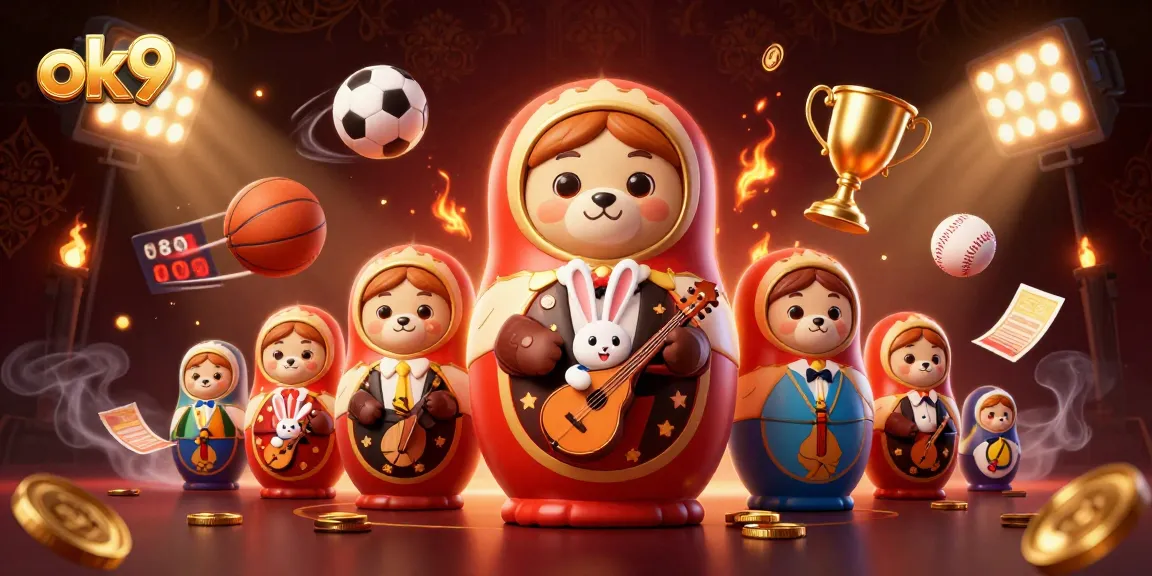 Experience the excitement at ok9 through engaging casino-themed characters and dynamic sports elements.