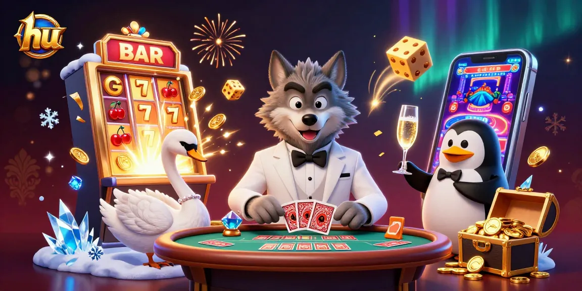 Experience the thrill of hu in a vibrant casino scene with a debonair wolf and elegant characters.