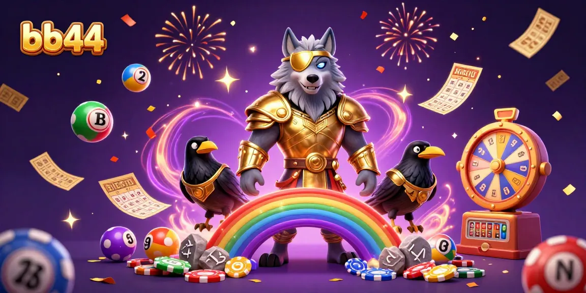 Engage in thrilling lottery action with bb44, featuring vibrant games and characters amidst casino excitement.