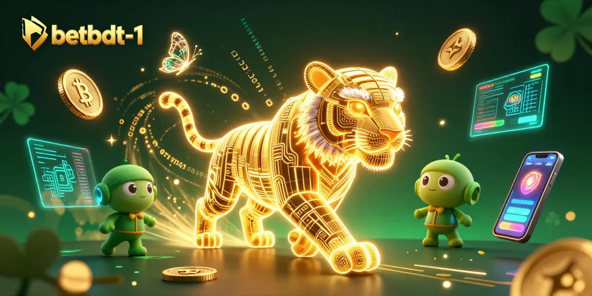 Engage with thrilling gaming adventures at betbdt-1, featuring a neon tiger in a dynamic casino scene.