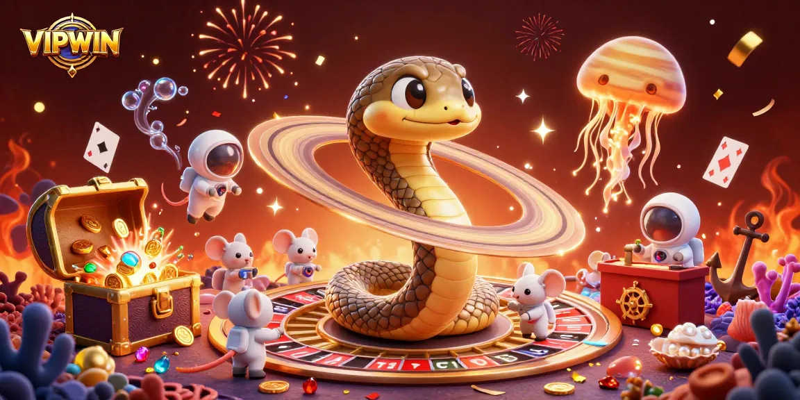 Experience VIPWIN's thrilling atmosphere as adorable astronaut mice bet around a cosmic roulette wheel.